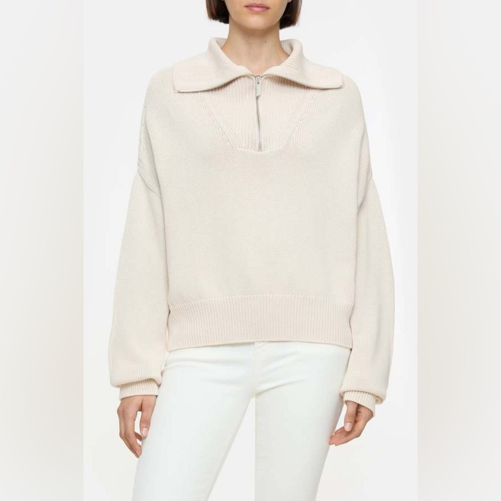CLOSED Quarter Zip Wool & Alpaca Cream Sweater - M